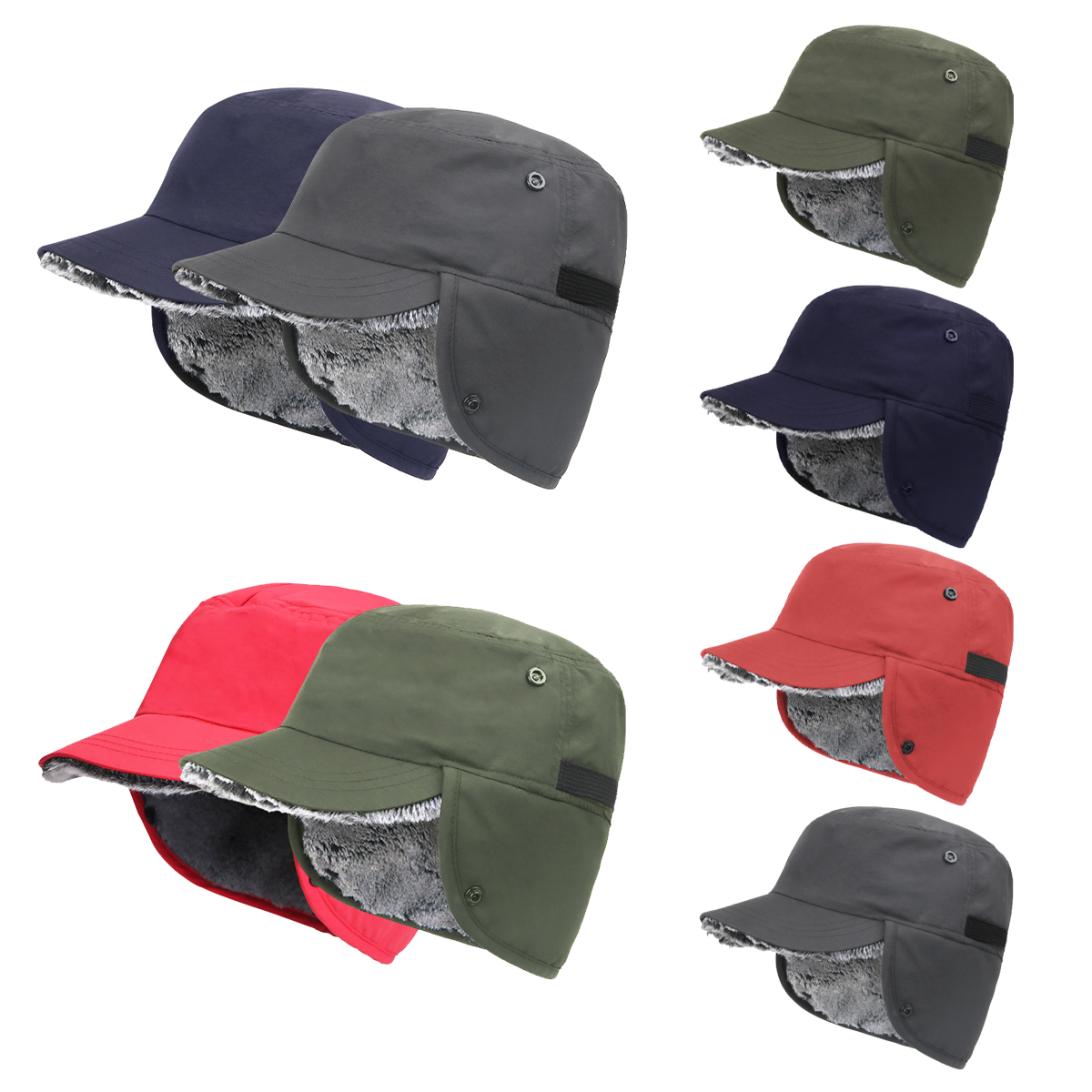 Unisex Winter Hat with Visor, Earflaps, and Faux Fur Lining for Warmth and Hunting