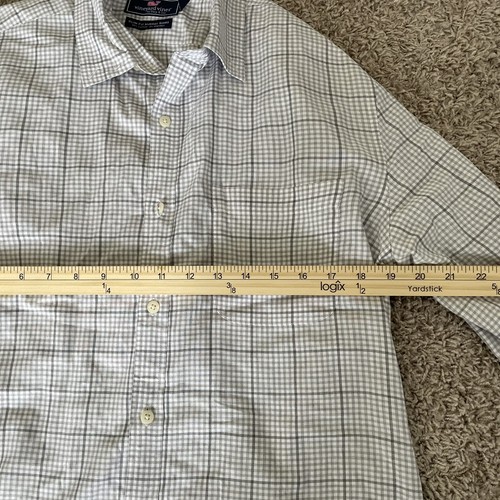 Vineyard Vines uomo grigio medio slim fit Murray bottoni gingham plaid lungo - Foto 7 di 8