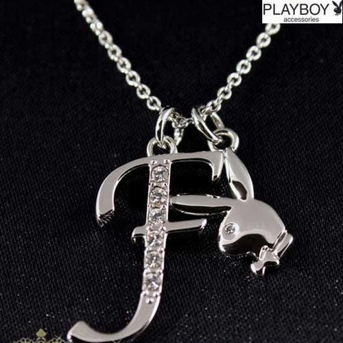 Playboy Collar Plata Colgante Cadena Swarovski Cristal Conejo Dije Carta F y2k - Imagen 3 de 12