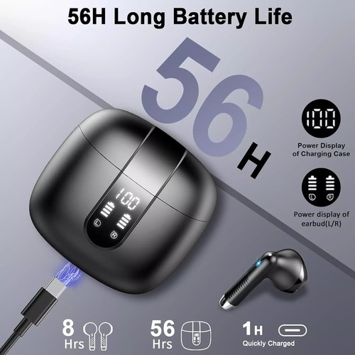 Drsaec NEW Wireless Earbuds Bluetooth 5.3 Headphones with 4 ENC Black - Picture 4 of 7