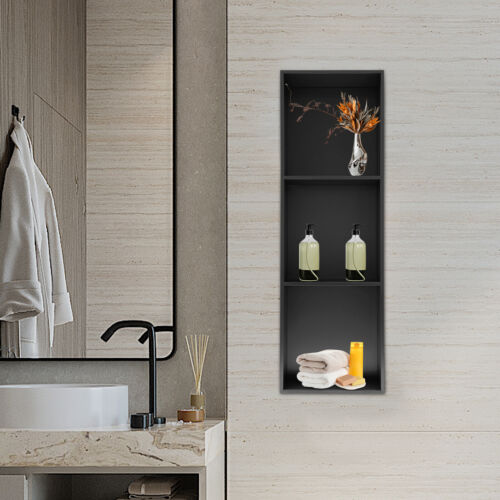 Bathroom Shelf Organizer Stainless Steel Recessed Bathroom Shower Shelf Black - Picture 15 of 18