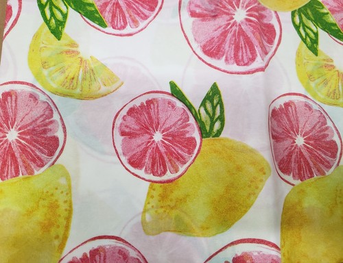 Thin Peva Vinyl Tablecloth 52"x70"Oblong (4-6 people) LEMONS,ORANGES & LEAVES,GR - Picture 5 of 11