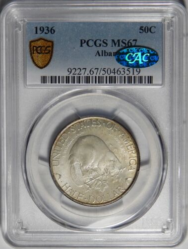 1936 PCGS/CAC MS67 ALBANY HALF DOLLAR SILVER COMMEMORATIVE - Picture 3 of 4