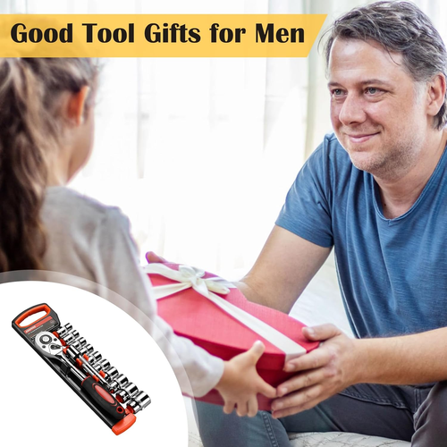 12Pcs 1/2 Inch Ratchet Socket Wrench Set, Drive Socket Set with 10 Sockets 10-15 - Picture 6 of 8
