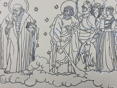 Dibujo ilustración tinta Max Radler delegación medieval Pedro alrededor de 1935 - Imagen 3 de 8