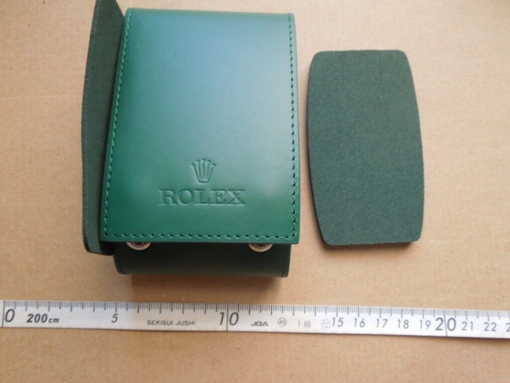 VINTAGE GENUINE ROLEX watch box case Green Leather Travel