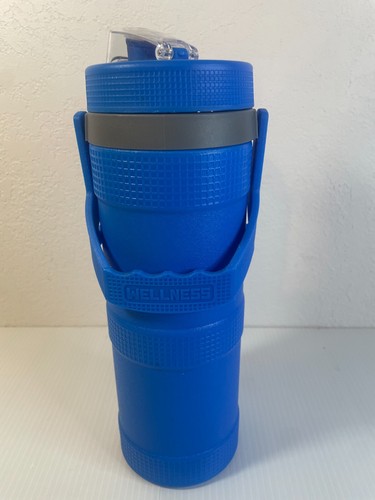 ""WELLNESS Tumbler 40 oz. Double Wall Blue Gray Handle Drink Sports HYDRATION"" - Picture 4 of 11