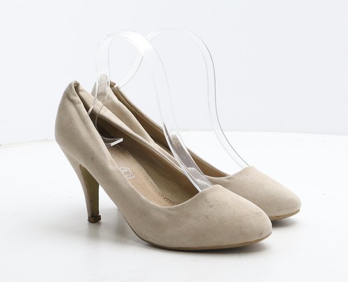 Spot On para mujer tacón de gamuza beige Reino Unido 5 EU 38 - Imagen 4 de 12