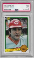 1983 Donruss Johnny Bench #500 PSA 9 Mint Baseball Card.