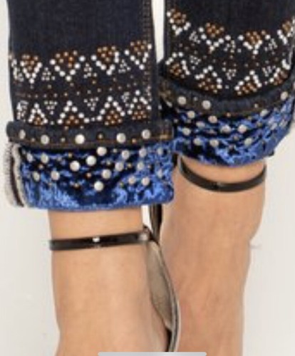 MISS ME Stud Me Up Cuffed Ankle Skinny Dark Blue Jeans Sz 27 NWT - Picture 11 of 12