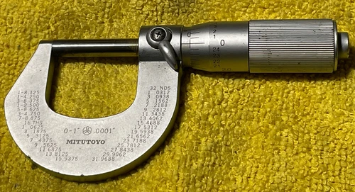 Vintage Mitutoyo No.101-113 , 0 - 1 Inch Outside Micrometer .0001 Resolution