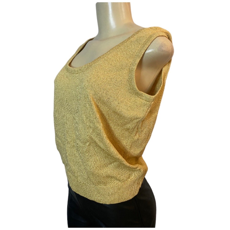 ST. JOHN Sportswear by Marie Grey Gold Santana Crop Tank Top Size