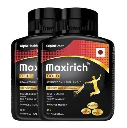 (PACK OF 2) Cipla Maxirich Gold Daily Multivitamin (30 Softgels EACH ) - Picture 1 of 3