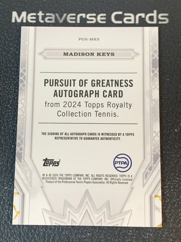 2024 Topps Royalty Tennis Madison Keys Pursit Of Greatness Auto Blue /25 - 第 2/2 張圖片
