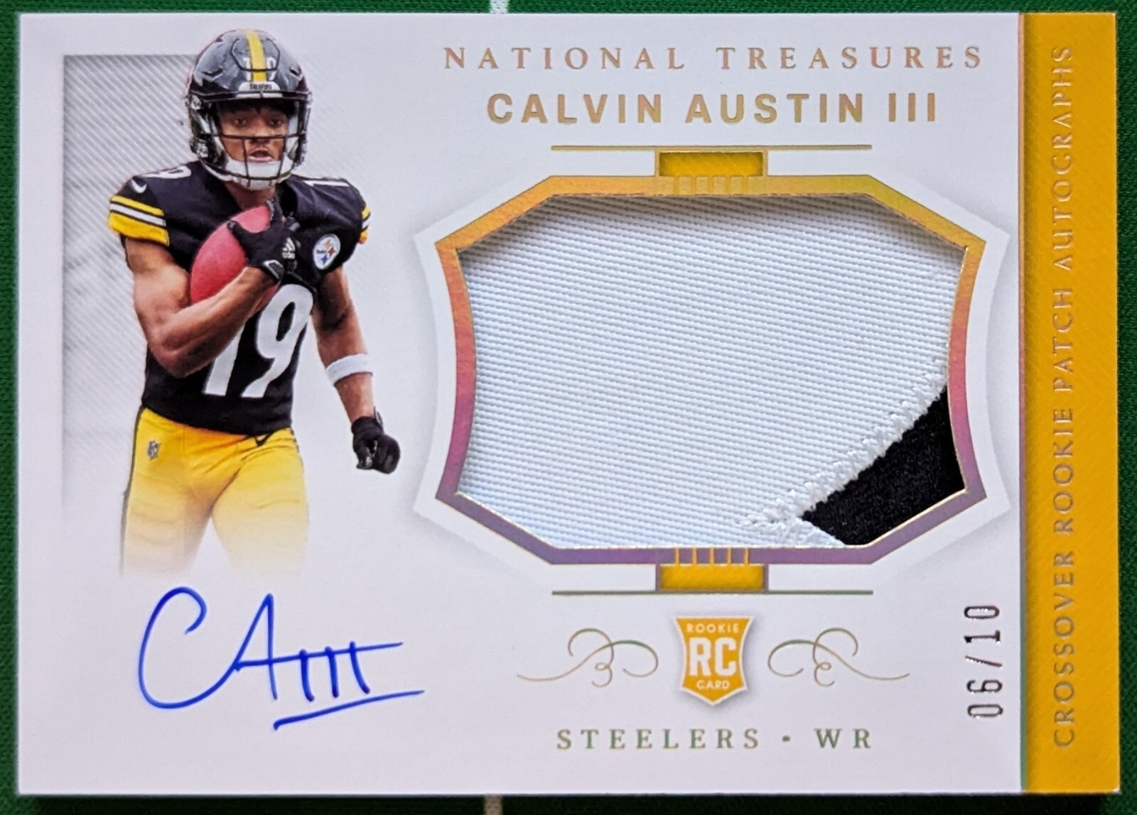 2022 National Treasures Calvin Austin III RC Gold Crossover Patch Auto /10 RPA