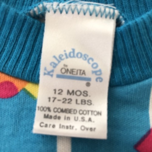 VTG Kaleidoscope by Oneita Infant L/Sleeve Romper (12M) NWOT - Picture 3 of 3