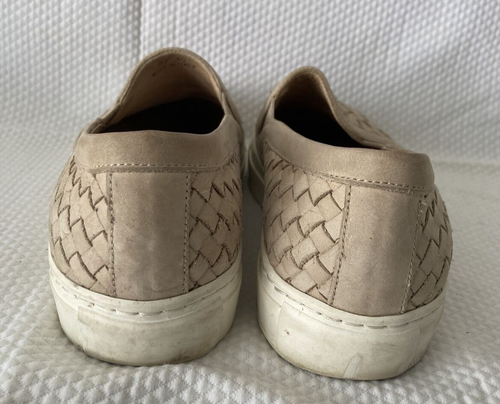 M. GEMI Nubuck Leather Woven Slip on Sneakers sz 37.5 TAN/BLUSH - Picture 9 of 14