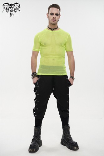 Devil Fashion Daily Punk Style Mesh Short Sleeve T-shirt Men's Tank Casual Tops - Picture 29 of 50