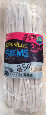 250+ Darice White Wired Chenille Stems Craft Pipe Cleaners 12'' x 6mm