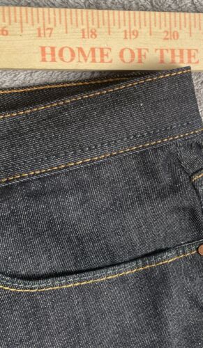 Akoo Jeans Selvedge Denim Dark Wash Crisp Straight Leg Baggy Jeans Size 40 NWOT - Picture 8 of 13