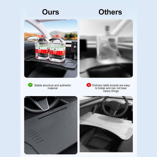 Portable Food Tray Desk Folding Steering Wheel Eating Table For Tesla Model3/Y - Picture 4 of 22