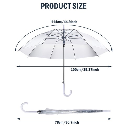46"in Arc Clear Full Dome Umbrella Transparent Automatic Parasol Wedding Party - Picture 6 of 15