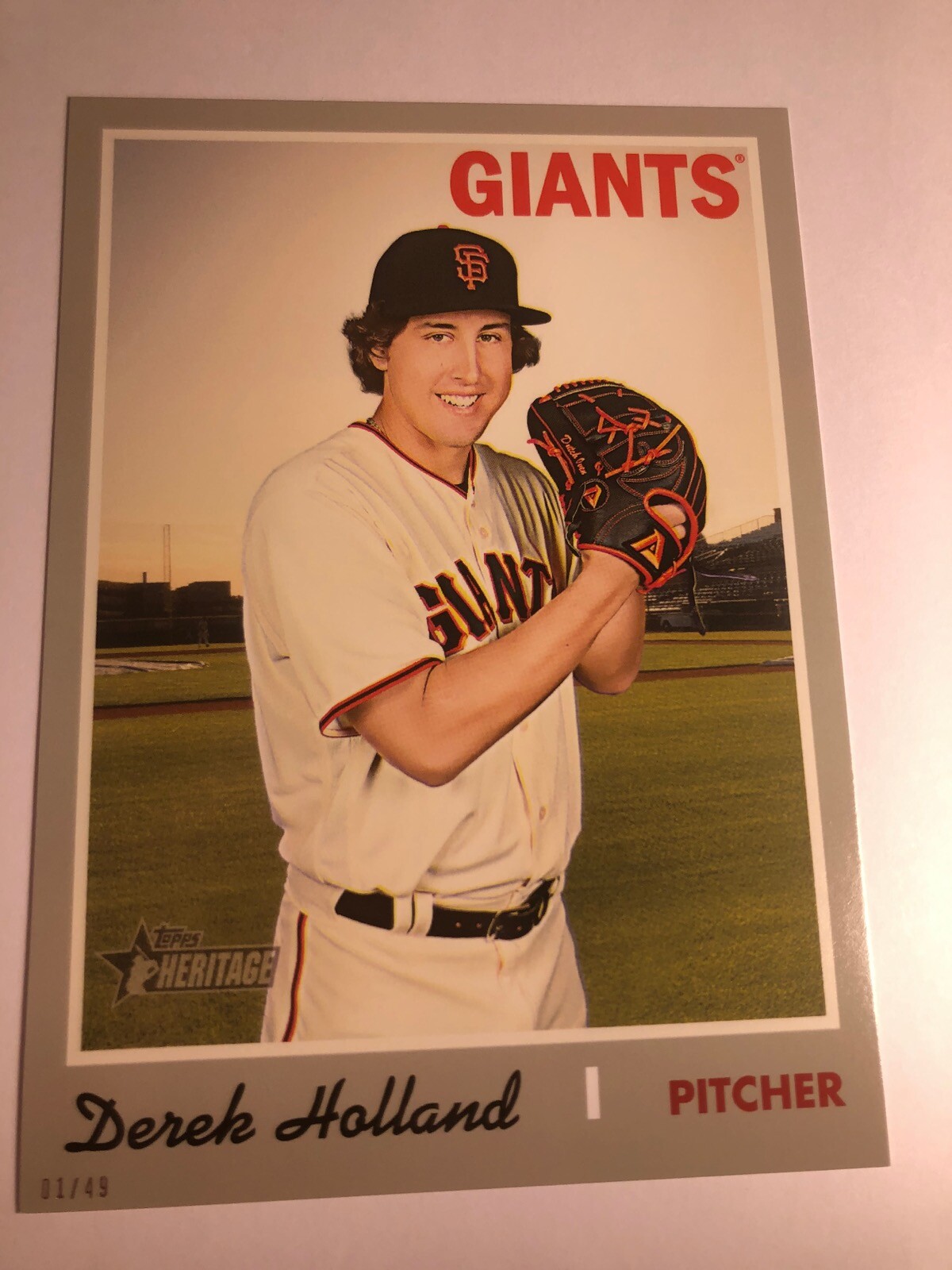 2019 Topps Heritage High Number Jumbo Derek Holland Giants 5x7 01/49