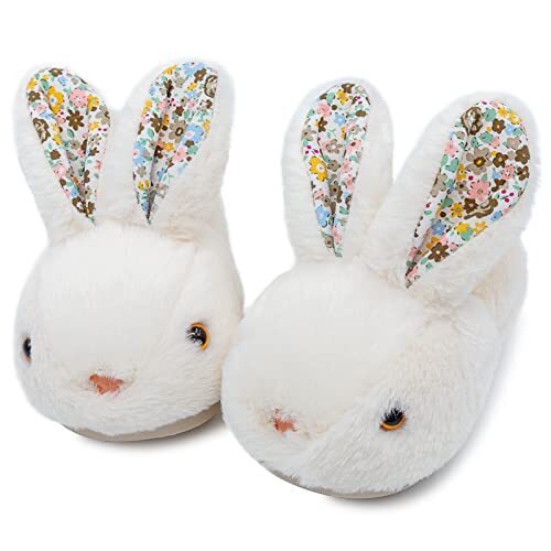 Toddler Slippers Boys Girls Slipper Soft Cozy Cute Bunny 11-12 Little Kid White - Picture 2 of 7