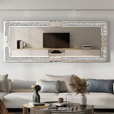 Glittering Extra Long Floor Mirror Full-Length Mirror Wall Mounted Vanity Mirror