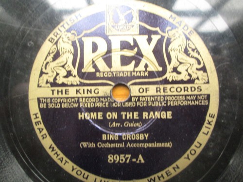 Bing Crosby: Home On The Range 1st 1937 UK Press 10" 78 RPM Shellac Rex 8957 - 第 1/2 張圖片