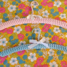 Vintage Clothes Hanger Set Of 2 Pastel Pink  Baby Blue Crochet Cottage Core