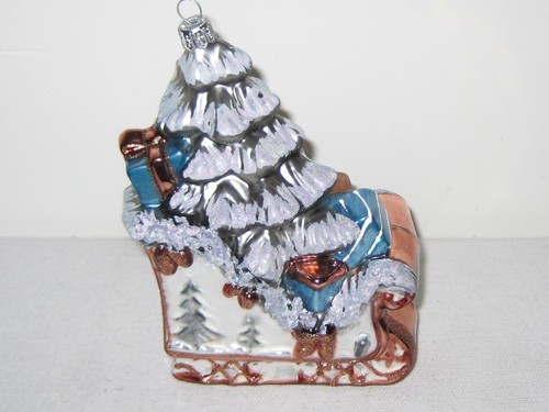 Santa SLEIGH BLOWN GLASS ORNAMENT DILLARD'S TRIMSETTER New - Picture 2 of 5