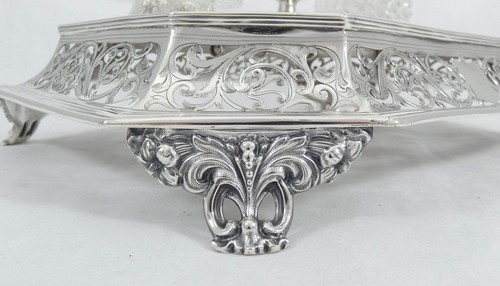 Antique Victorian 1863 Large Sterling Silver Desk Set Standish Inkwell Ink Well - Picture 10 of 17