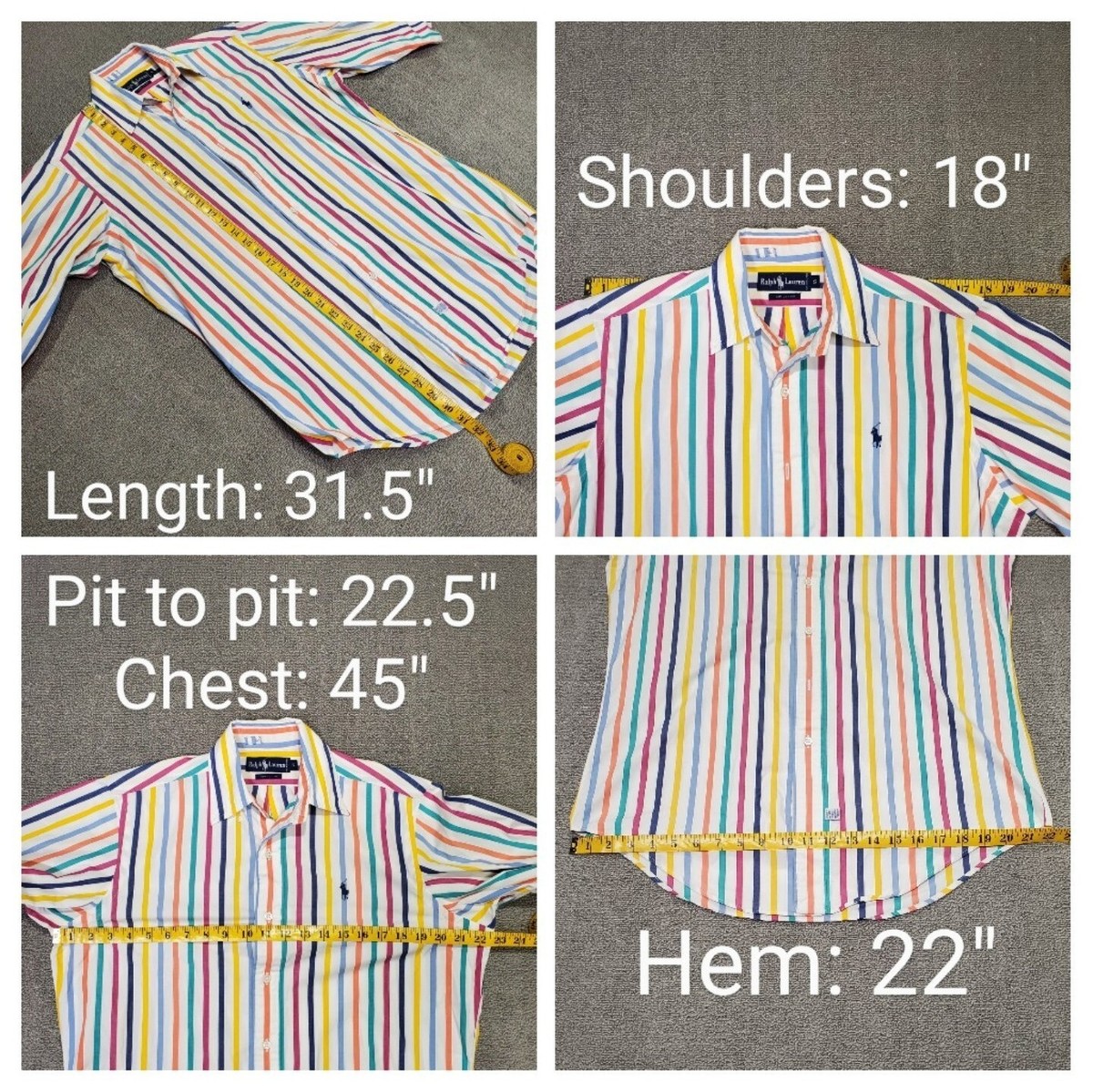 VTG 90s Polo Ralph Lauren Rainbow Striped Button Up Shirt