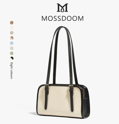 Borsa a tracolla Mossdoom donna beige nera pelle PU minimal semplice moda coreana - Foto 3 di 19