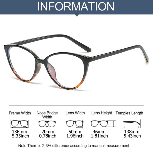 Women anti Blue Rays Glasses Fashion Cat Eye Computer Goggles Big Frame Eyeglass - Picture 7 of 12