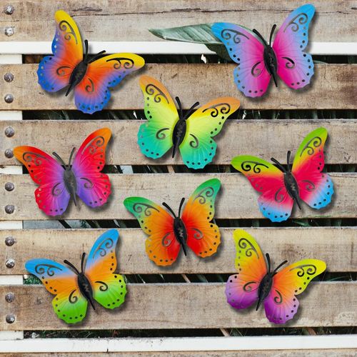 8 Pcs Metal Butterfly Wall Decor, Colorful and Exquisite Wall Art Sculpture Hang