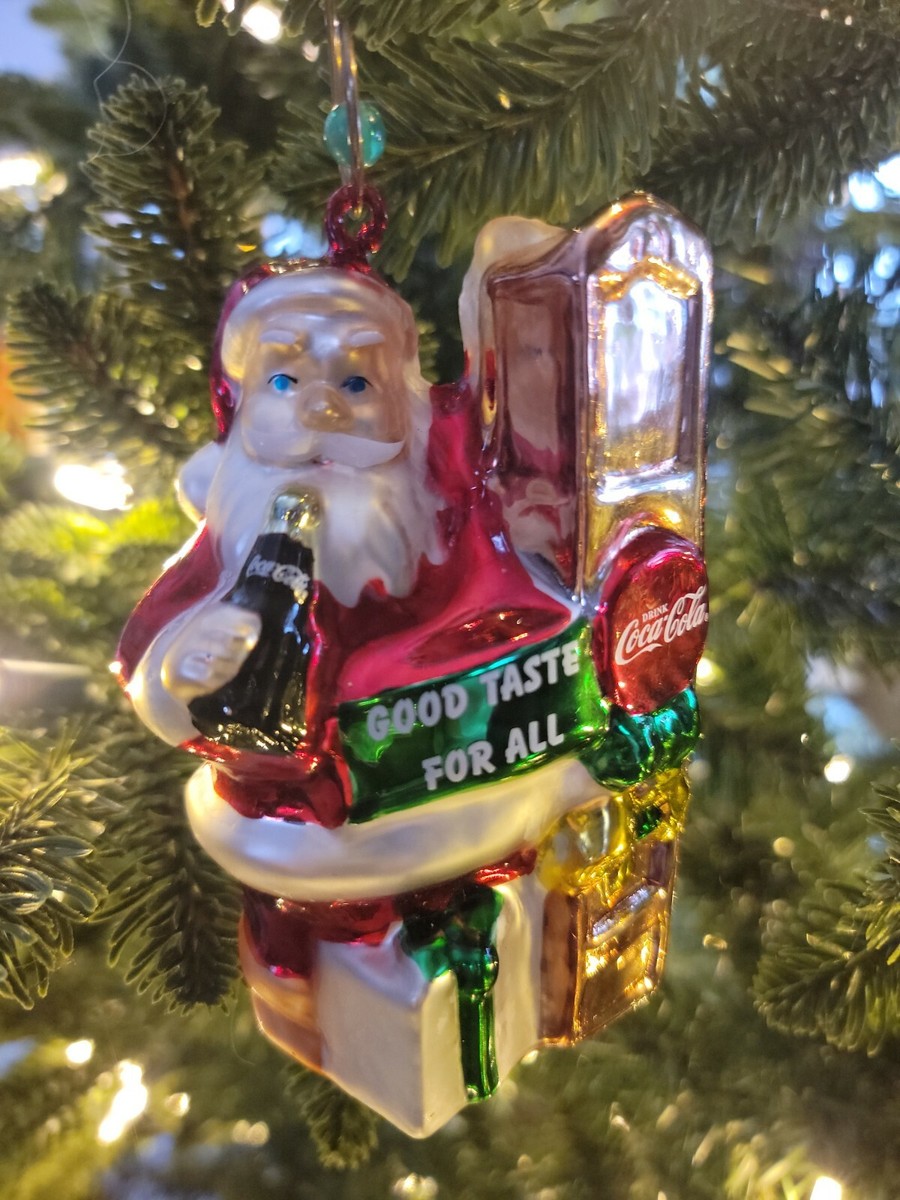 Coca Cola Ornament Blown Glass SANTA CLAUS GOOD TASTE FOR ALL 2003