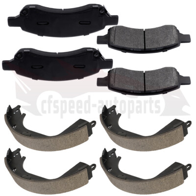 For Chevrolet GMC Canyon 4x Ceramic Brake Pad &4x Brake Shoes Front and Rear Kit