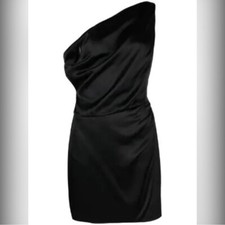 NWT $278 Reformation Alanis One Shoulder Cowl Neck Silk Minidress Black Size 0