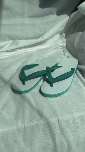 Grüne robuste Gummi hergestellt einfach weiß Flip Flop Sandale Erwachsene Schuhe 9,5-11us - Bild 3 von 4