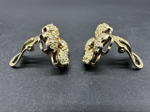 Pendientes de plata de ley 925 con clip de cristal en tono oro - Imagen 4 de 8