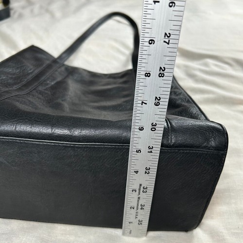 Levenger leather large structured tote book shoulder straps Basic Capsule Office - Picture 10 of 12