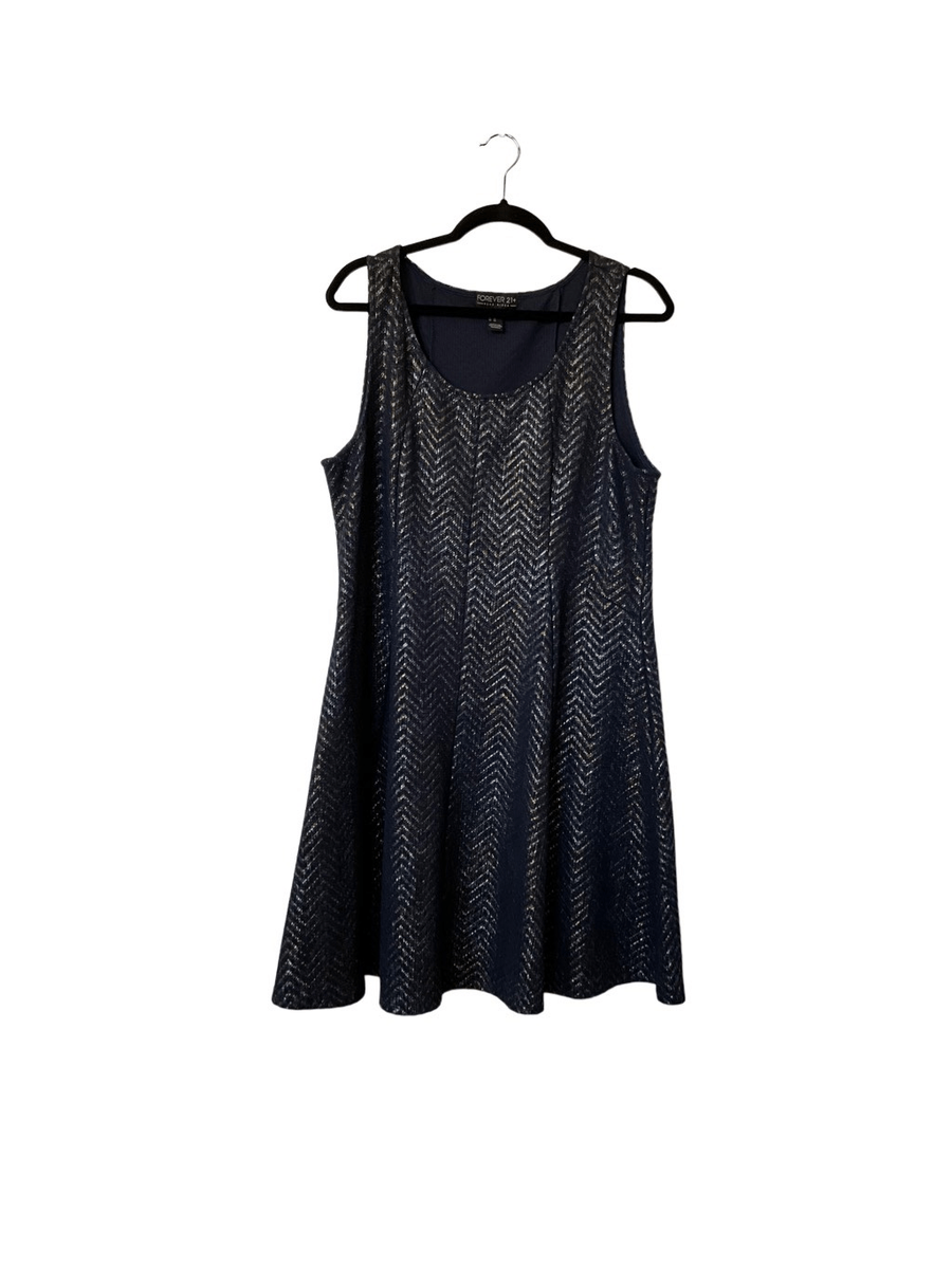 Forever 21 Plus Navy Blue with Gold Chevron Dress