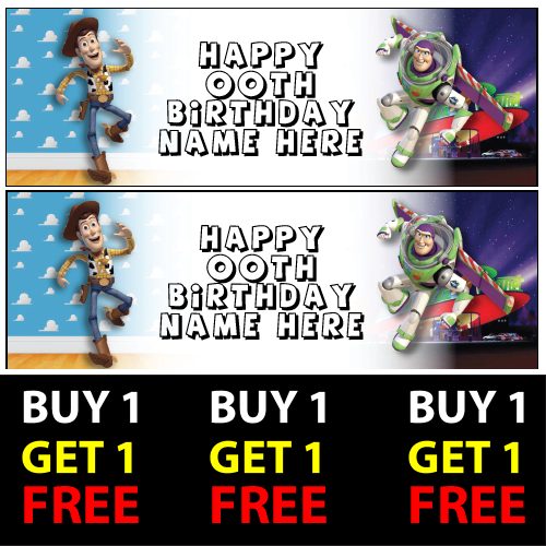 Toy Story Personalised Birthday Banner 100gsm Kids Party Decor Buy 1 Get 1 Free - Picture 1 of 1