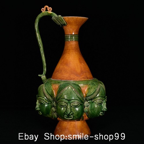 15" Old Dynasty Tang Caisai Porcelain Palace Beauty Belle Flagon Pot Pair - Picture 2 of 9