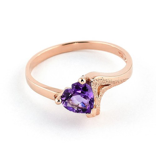 Bague pierre précieuse en amithyste naturelle forme de cœur véritable or massif 14 carats toutes tailles - Photo 13/13