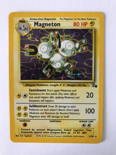 Pokemon TCG Rare Holo Fossil Magneton 11/62 NM - MINT Condition WOTC Unlimited