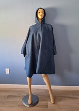 Alpaca Womens Hooded Button Up Cloak/Poncho/Cape PERU BLUE 39X57 inches