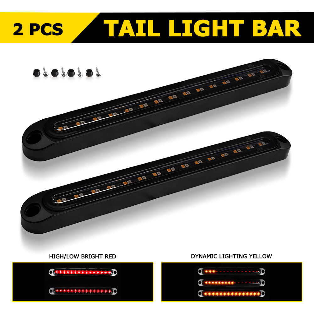 2X LED Sequential Light Bar DRL Flowing Brake Turn Signal Stop Tail Strip Truck
